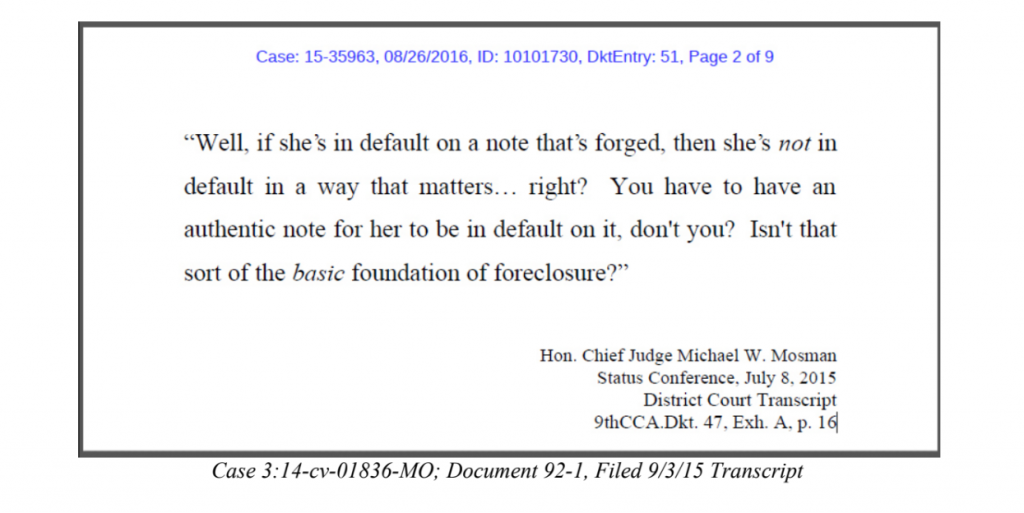 Judge Mosman Quote - Re-Default and Authentic Note